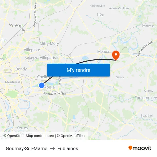 Gournay-Sur-Marne to Fublaines map