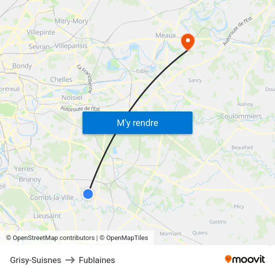 Grisy-Suisnes to Fublaines map