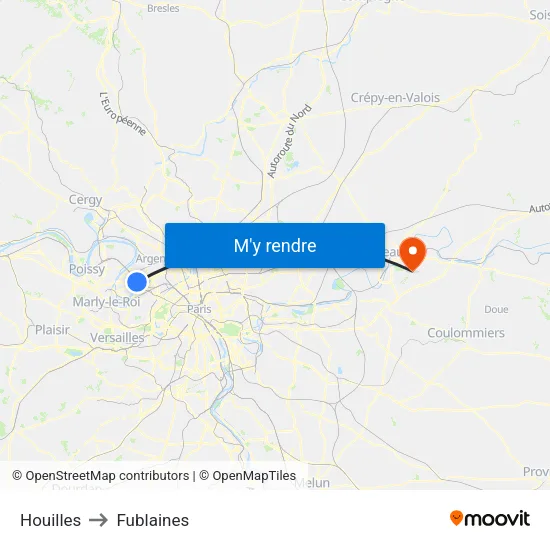 Houilles to Fublaines map