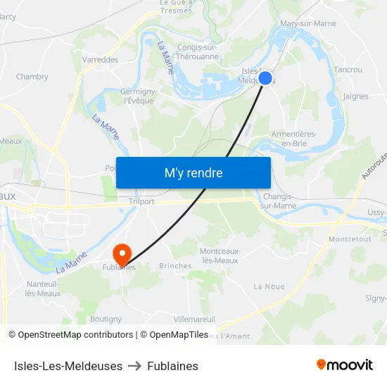 Isles-Les-Meldeuses to Fublaines map