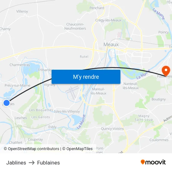 Jablines to Fublaines map