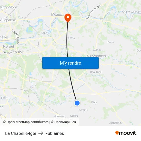 La Chapelle-Iger to Fublaines map