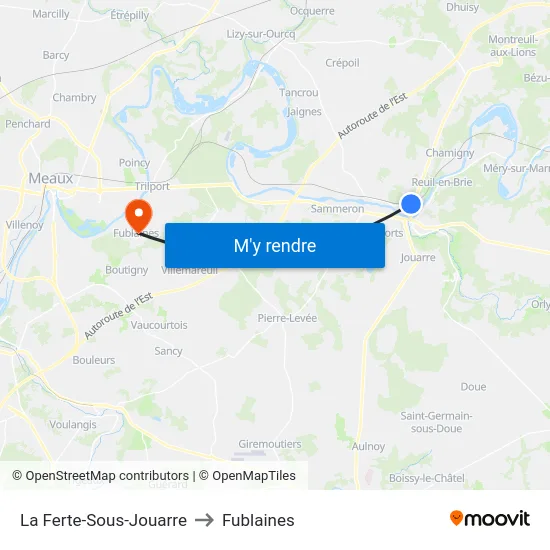 La Ferte-Sous-Jouarre to Fublaines map