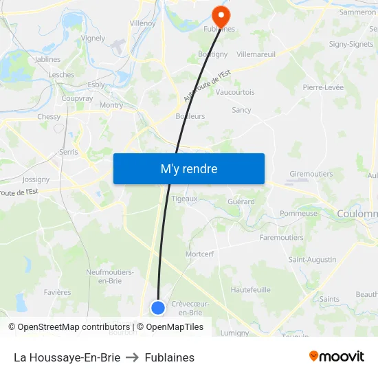 La Houssaye-En-Brie to Fublaines map
