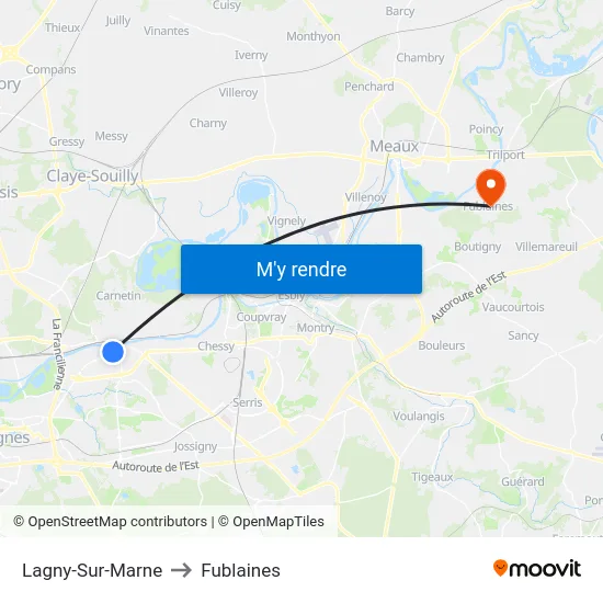 Lagny-Sur-Marne to Fublaines map