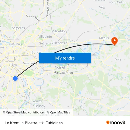 Le Kremlin-Bicetre to Fublaines map