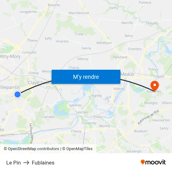 Le Pin to Fublaines map