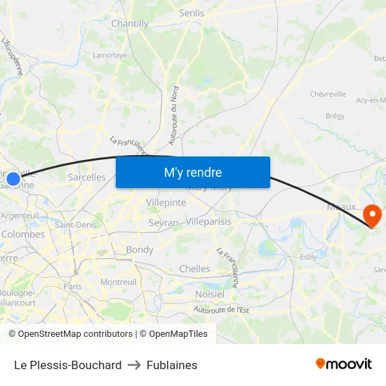Le Plessis-Bouchard to Fublaines map