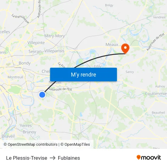 Le Plessis-Trevise to Fublaines map
