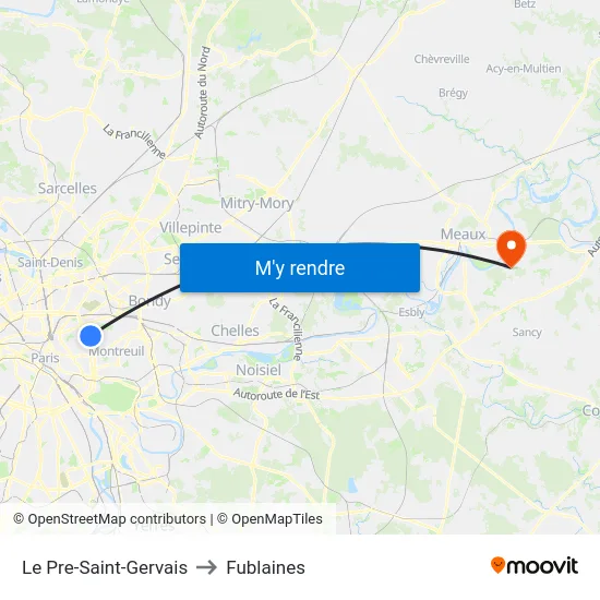 Le Pre-Saint-Gervais to Fublaines map