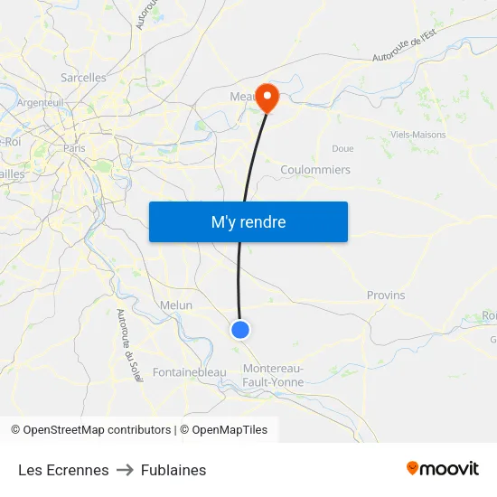 Les Ecrennes to Fublaines map