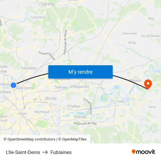 L'Ile-Saint-Denis to Fublaines map