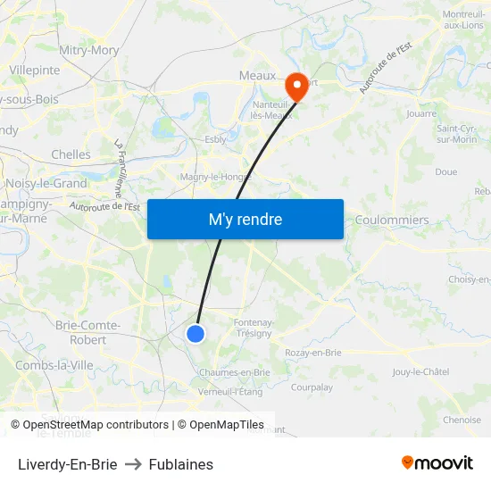 Liverdy-En-Brie to Fublaines map