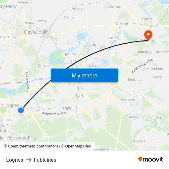 Lognes to Fublaines map