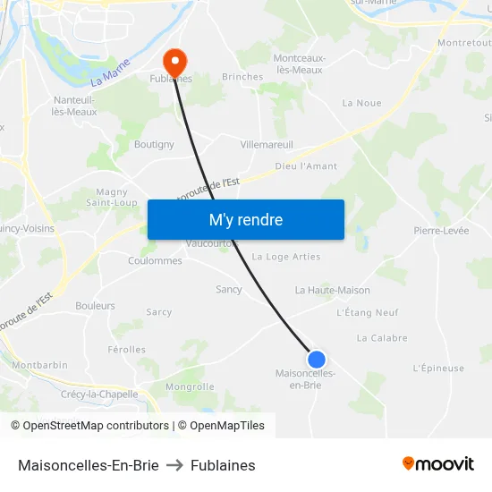 Maisoncelles-En-Brie to Fublaines map