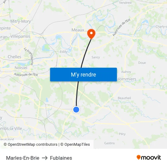 Marles-En-Brie to Fublaines map