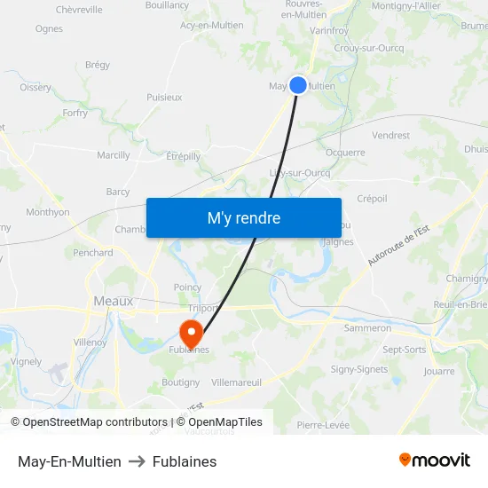 May-En-Multien to Fublaines map