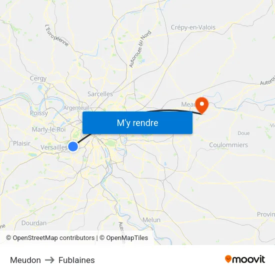 Meudon to Fublaines map