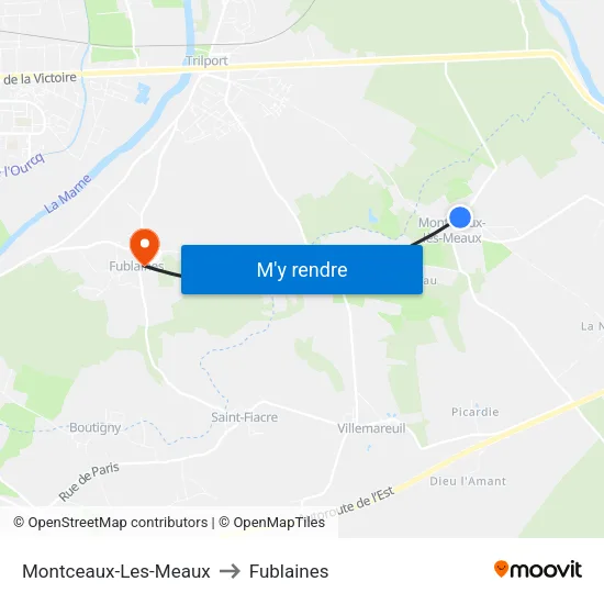 Montceaux-Les-Meaux to Fublaines map