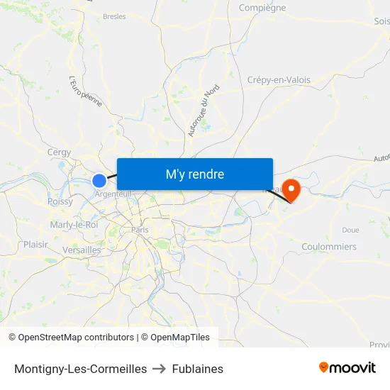 Montigny-Les-Cormeilles to Fublaines map