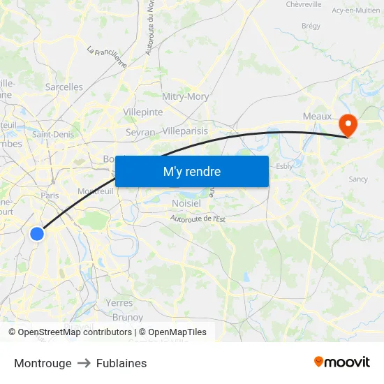 Montrouge to Fublaines map