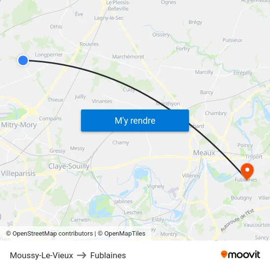 Moussy-Le-Vieux to Fublaines map