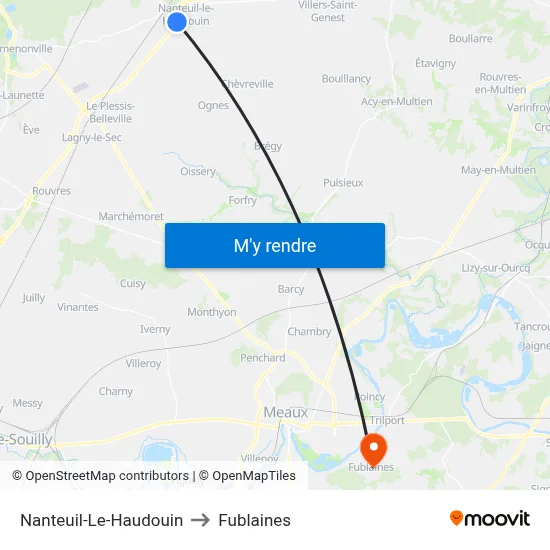 Nanteuil-Le-Haudouin to Fublaines map