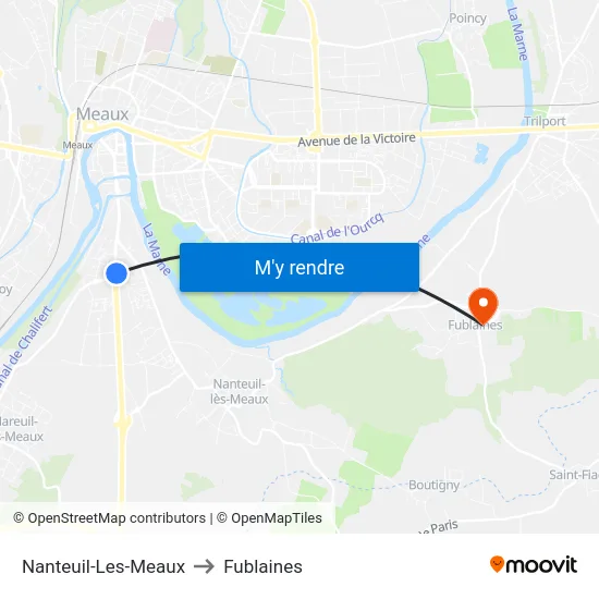 Nanteuil-Les-Meaux to Fublaines map