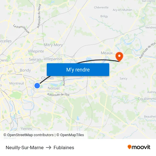 Neuilly-Sur-Marne to Fublaines map