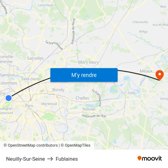 Neuilly-Sur-Seine to Fublaines map