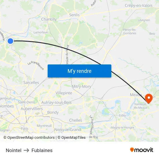 Nointel to Fublaines map