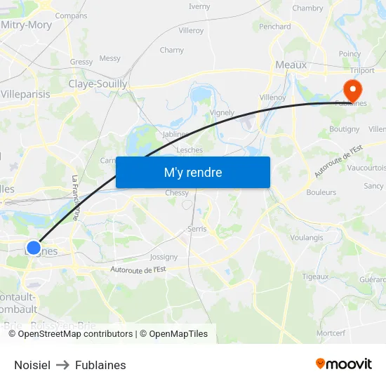 Noisiel to Fublaines map