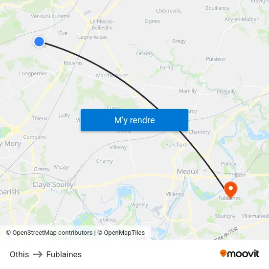 Othis to Fublaines map