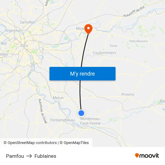 Pamfou to Fublaines map