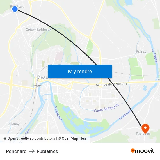 Penchard to Fublaines map