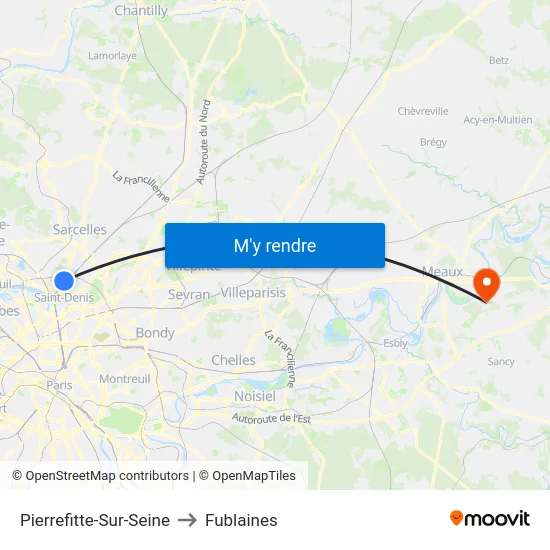 Pierrefitte-Sur-Seine to Fublaines map