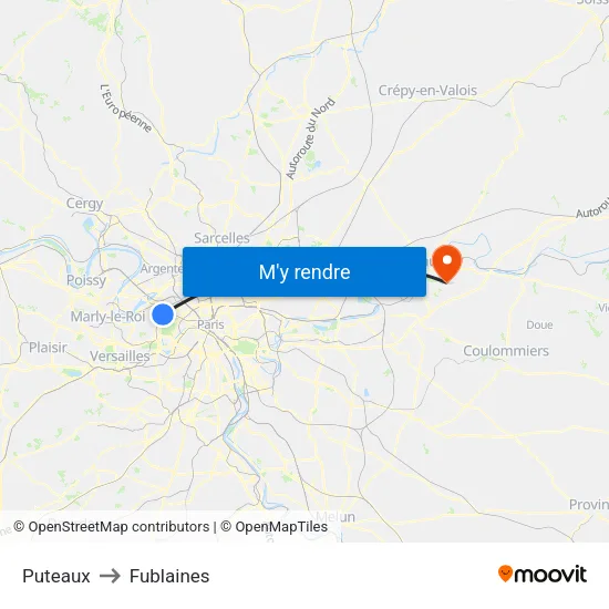 Puteaux to Fublaines map