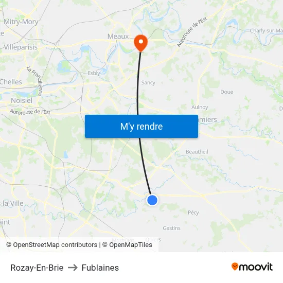 Rozay-En-Brie to Fublaines map
