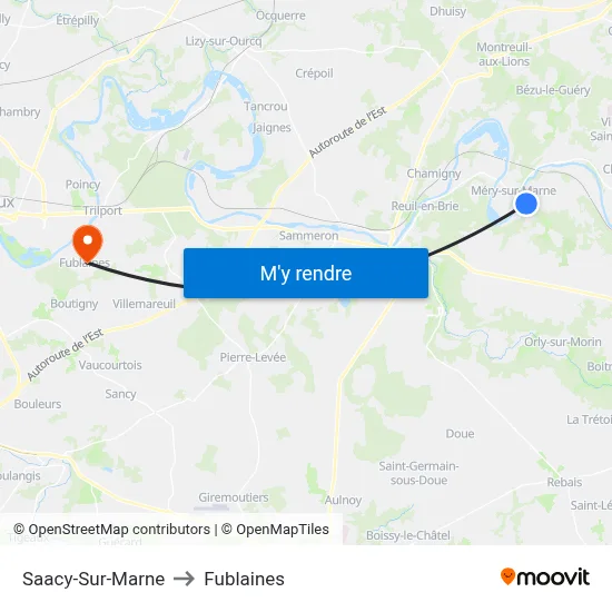 Saacy-Sur-Marne to Fublaines map