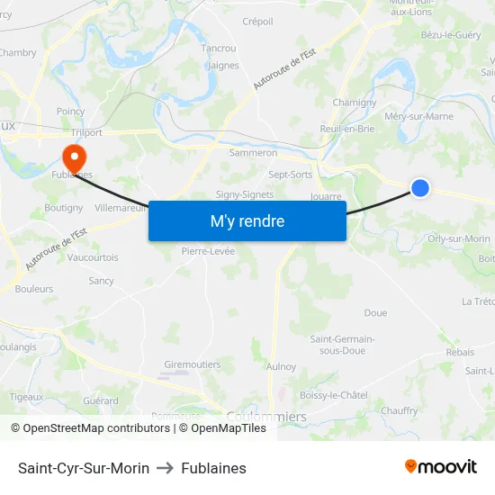Saint-Cyr-Sur-Morin to Fublaines map