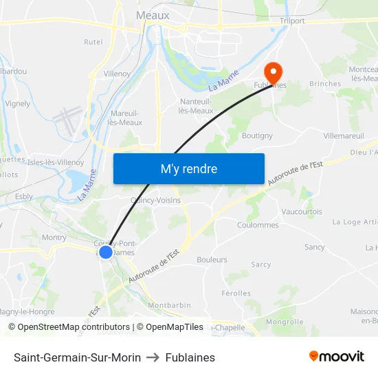 Saint-Germain-Sur-Morin to Fublaines map