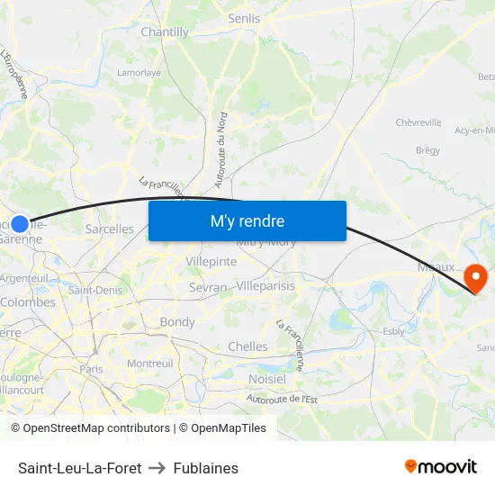 Saint-Leu-La-Foret to Fublaines map