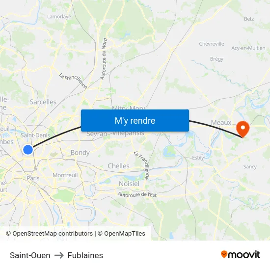 Saint-Ouen to Fublaines map