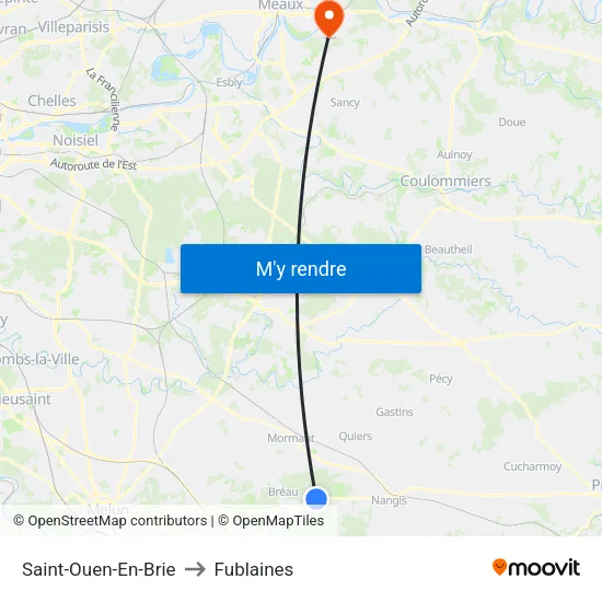 Saint-Ouen-En-Brie to Fublaines map