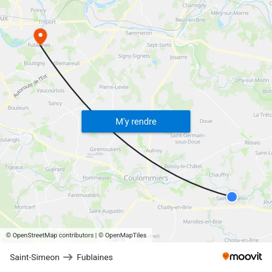 Saint-Simeon to Fublaines map