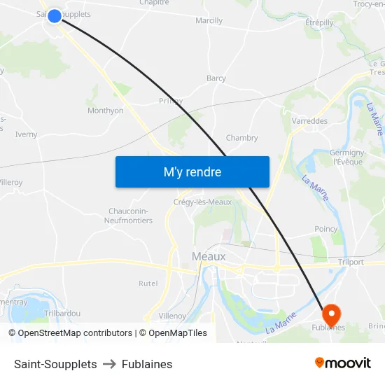Saint-Soupplets to Fublaines map