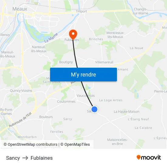 Sancy to Fublaines map