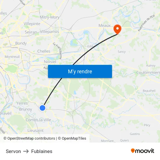 Servon to Fublaines map