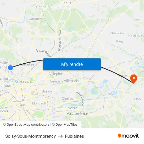 Soisy-Sous-Montmorency to Fublaines map
