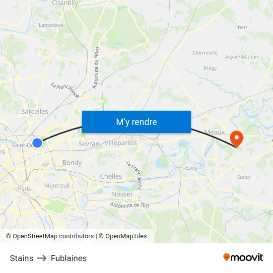 Stains to Fublaines map
